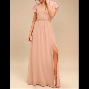 Lulus light pink/nude chiffon maxi dress